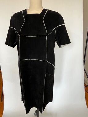 Black faux leather dress, size S.